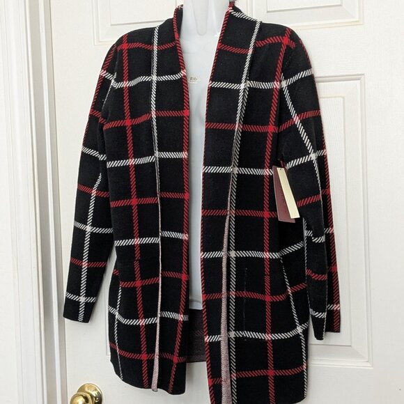 love scarlett Sweaters - LOVE SCARLETT Women's cutout-elbow Open Cardigan Sweater Top Size L Black Stripe